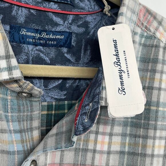 NWT TOMMY BAHAMA Coastline Cord Stretch Harbor Check Shirt Men 2XLT Featherstone - Picture 7 of 15
